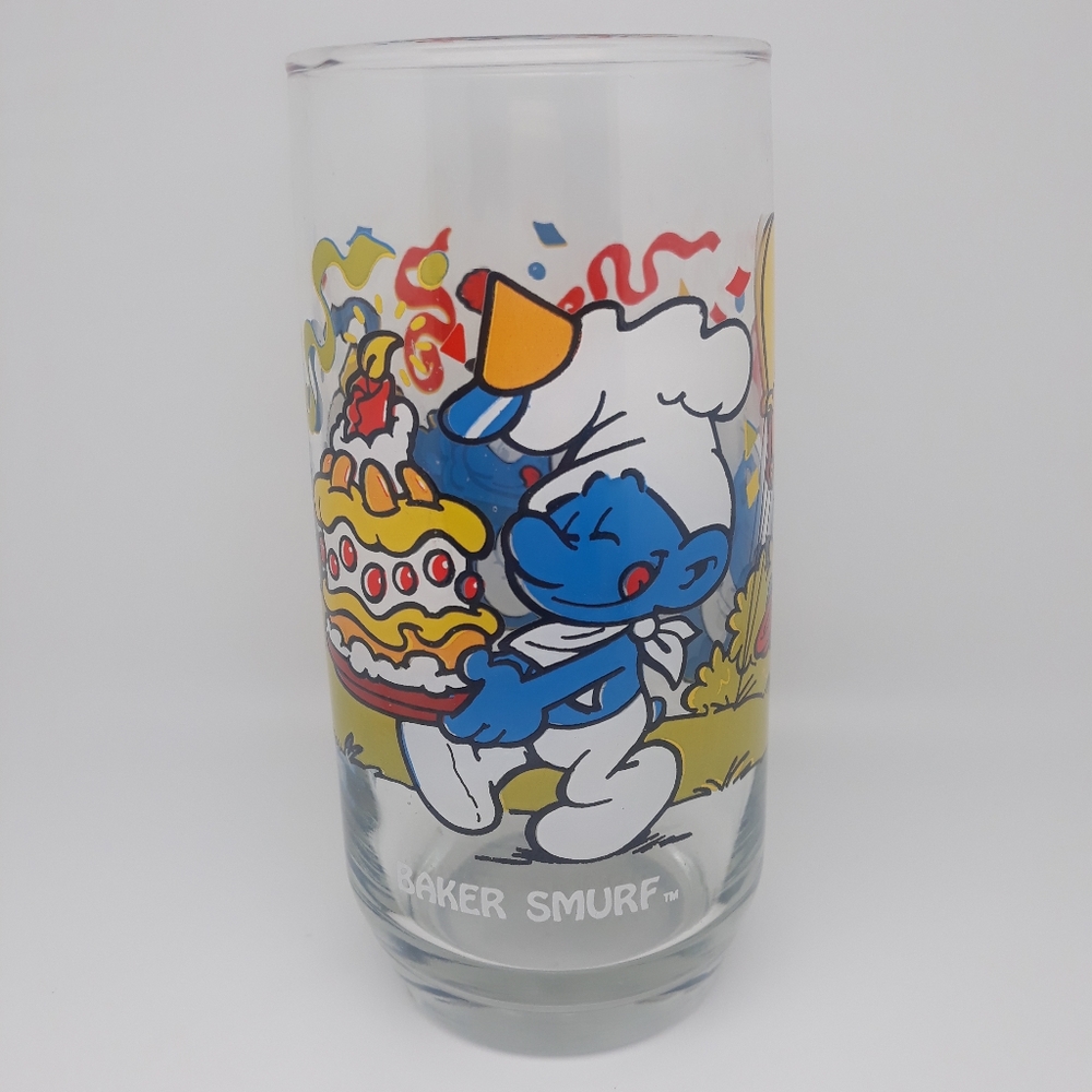 Smurf Promotional Collectible Drinking Glass Peyo Vintage 1983 - BAKER SMURF
